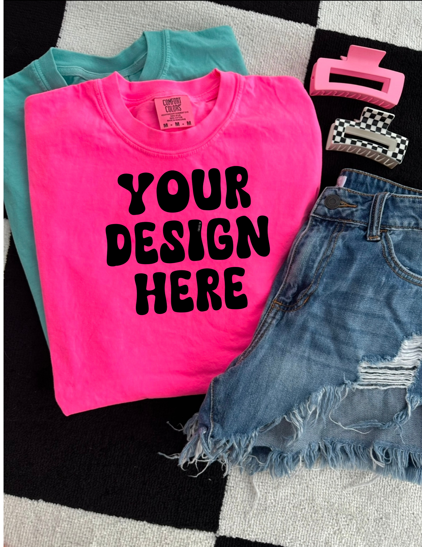 Comfort Colors Neon Pink Mock Up