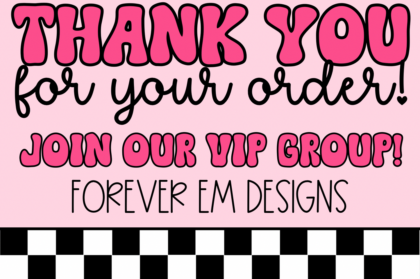 Pink Checkered Thank you Card Template