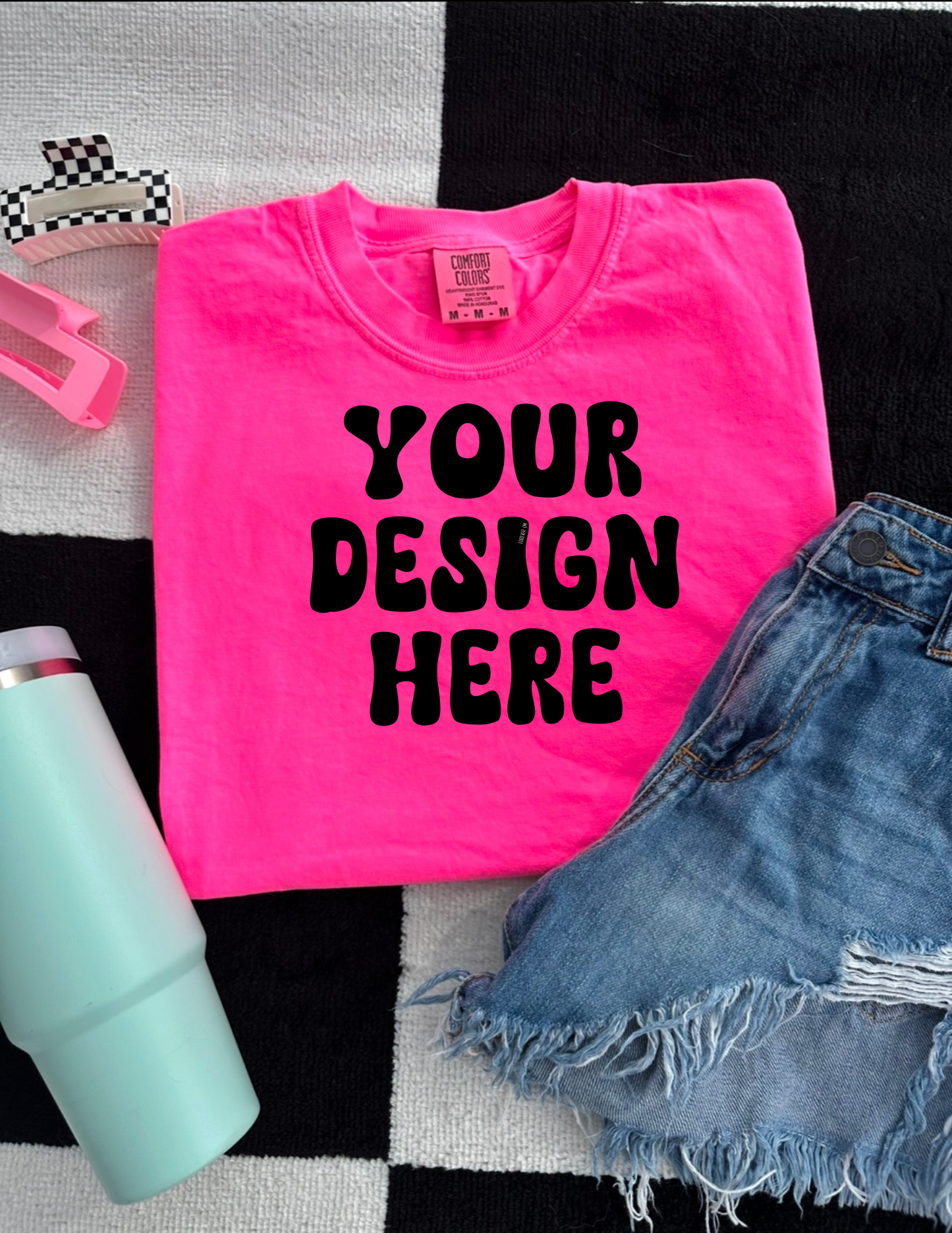 Comfort Colors Neon Pink Mock Up