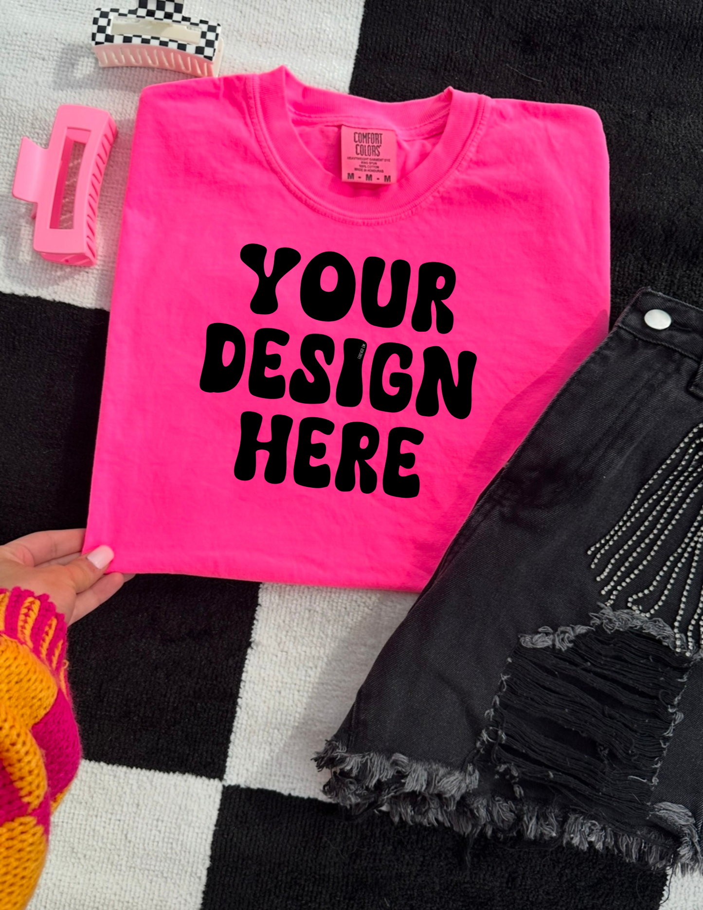 Comfort Colors Neon Pink Mock Up