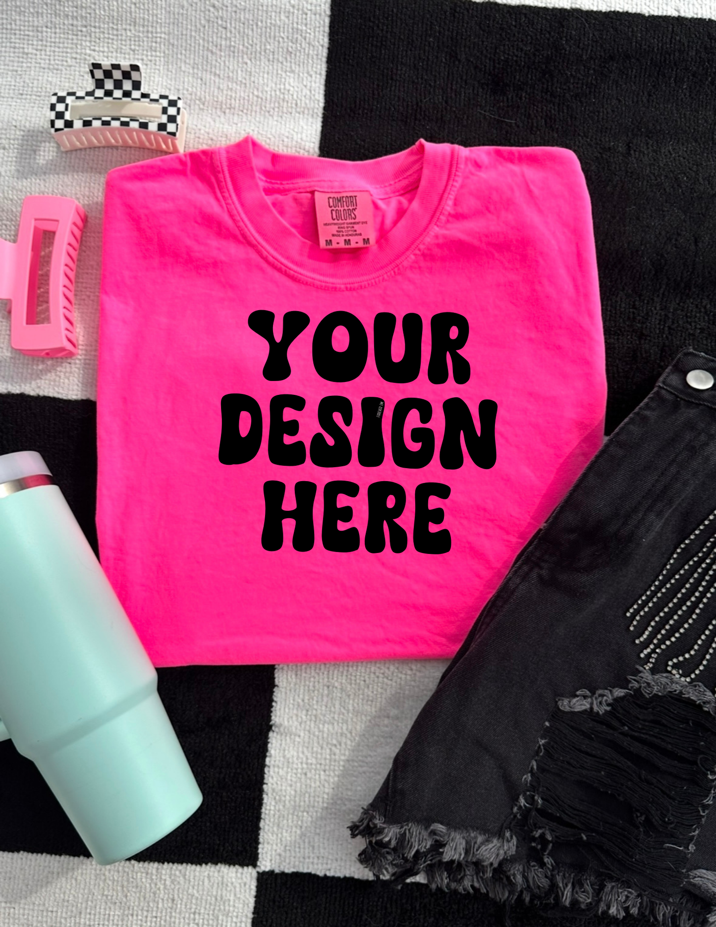 Comfort Colors Neon Pink Mock Up