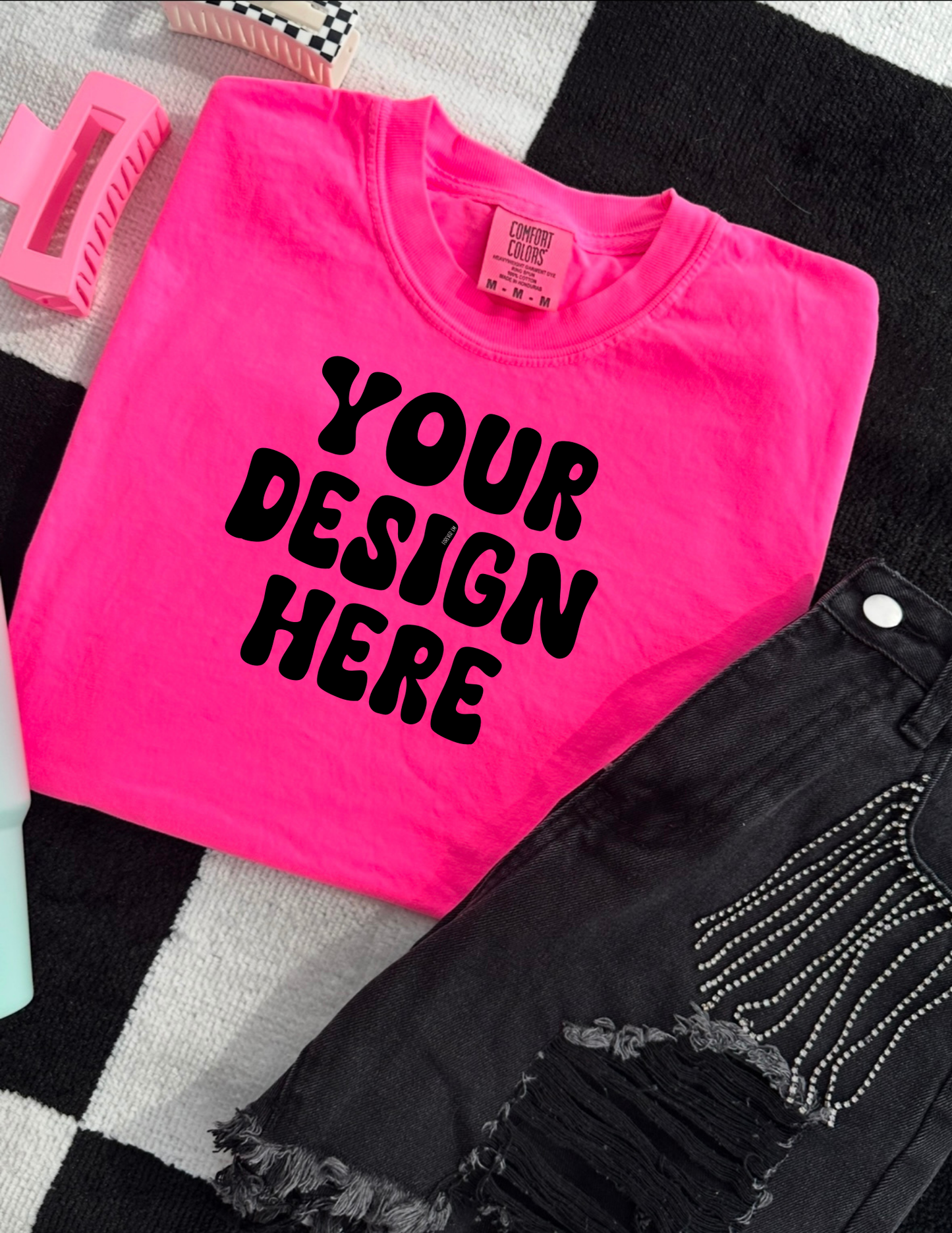 Comfort Colors Neon Pink Mock Up