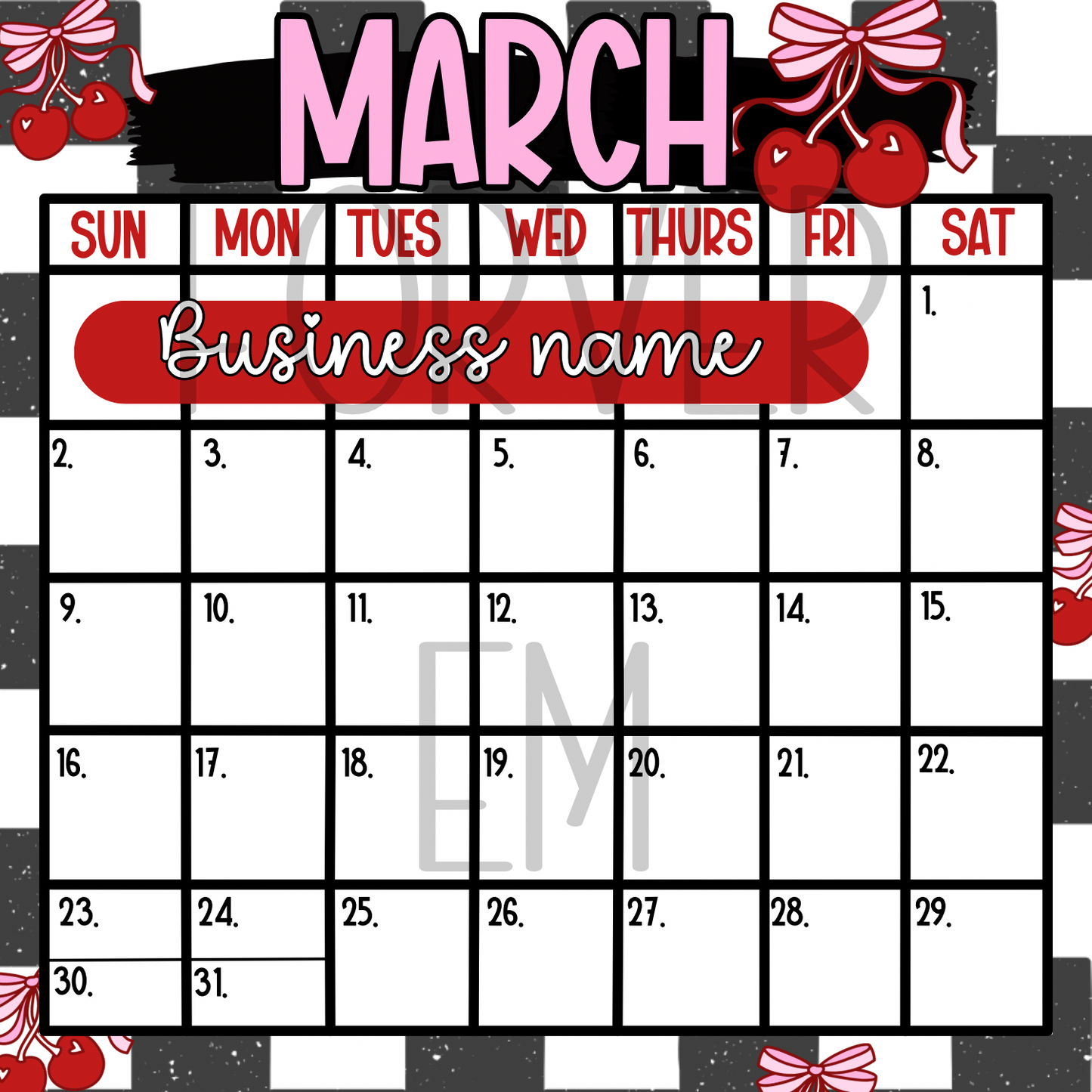 Cherries Calendar Template