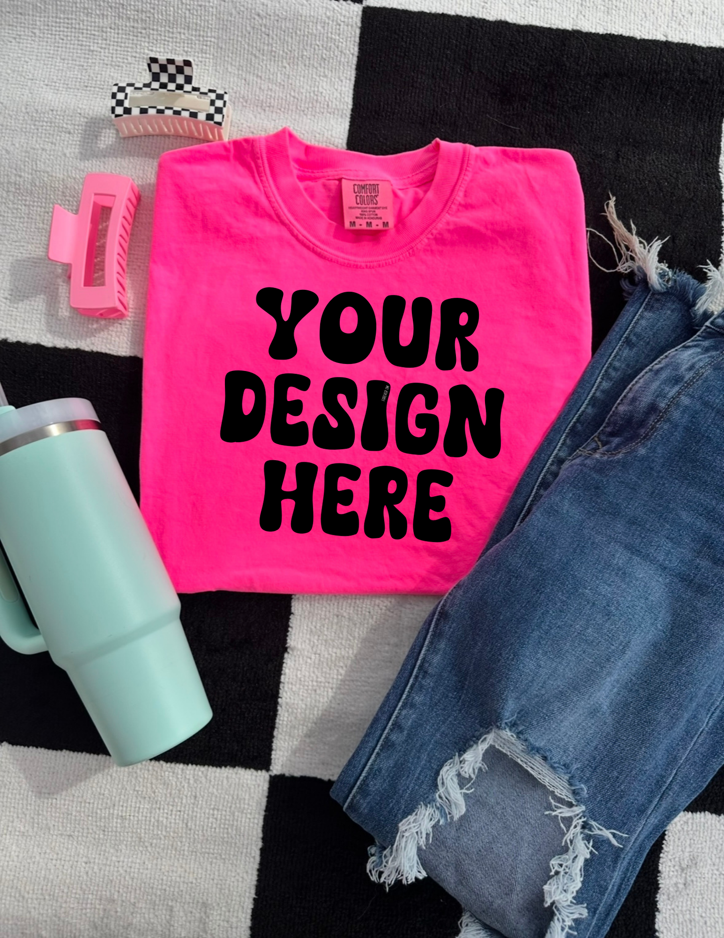 Comfort Colors Neon Pink Mock Up