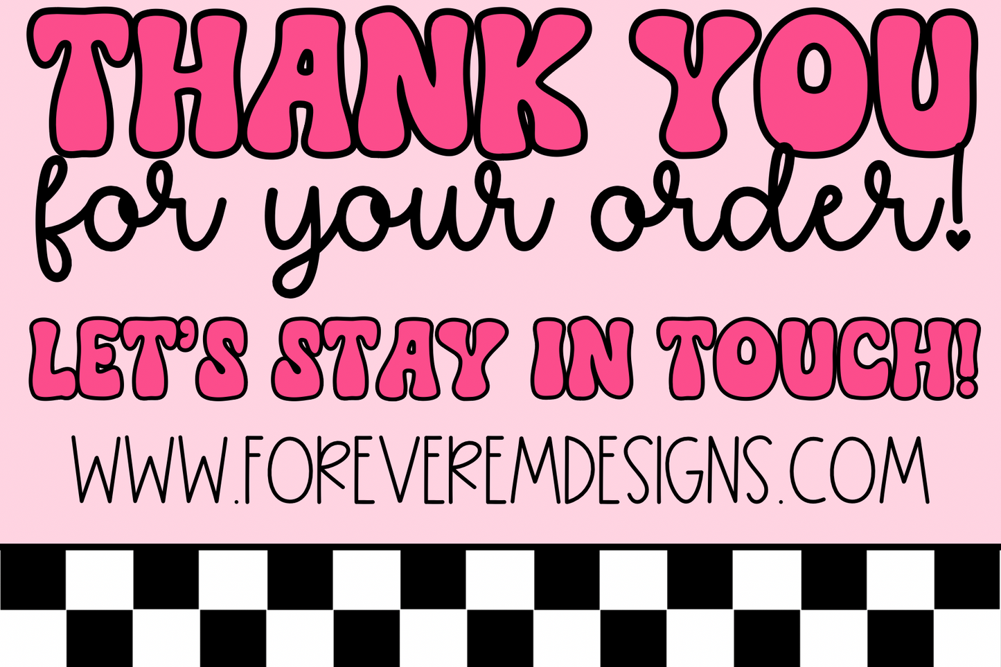 Pink Checkered Thank you Card Template