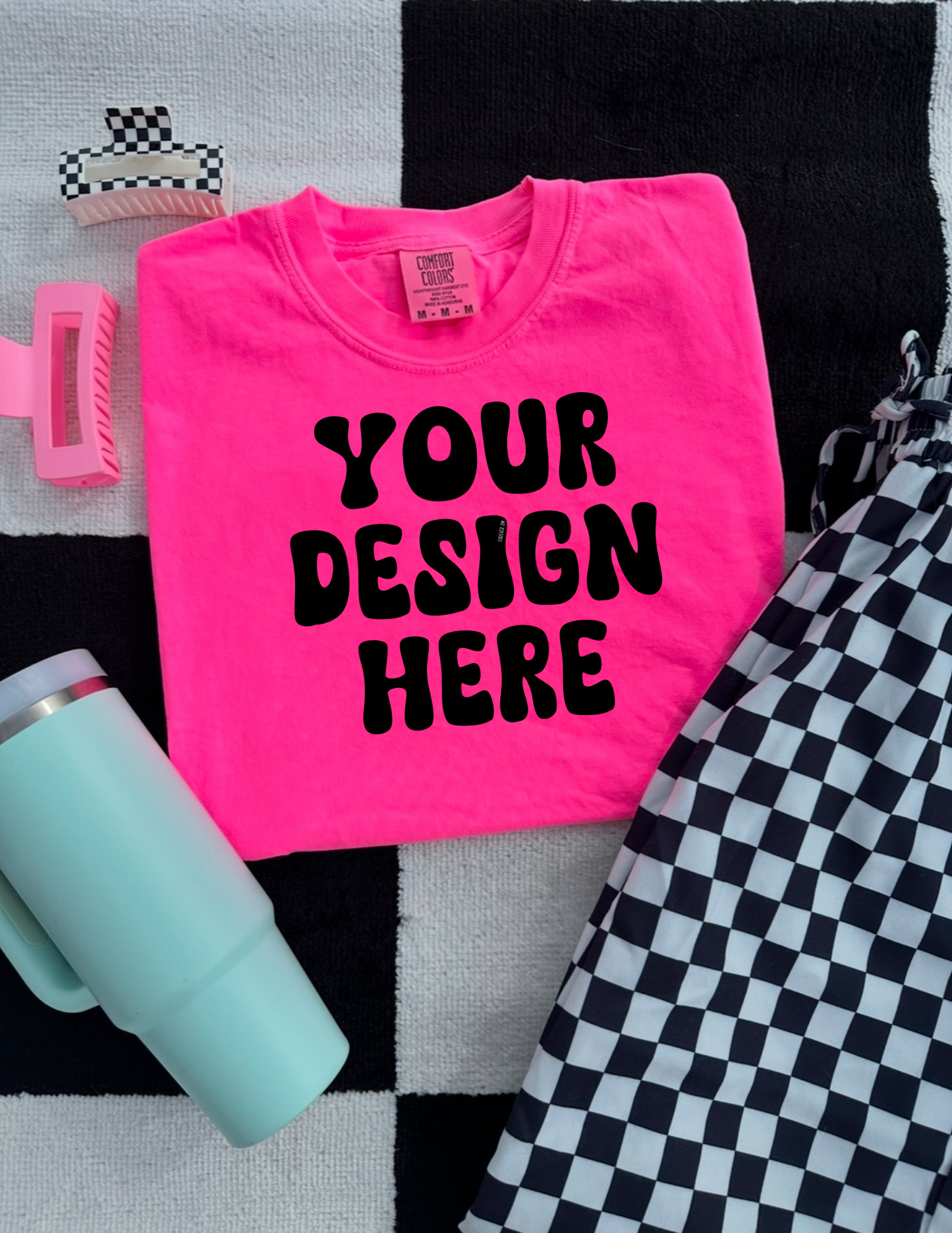 Comfort Colors Neon Pink Mock Up