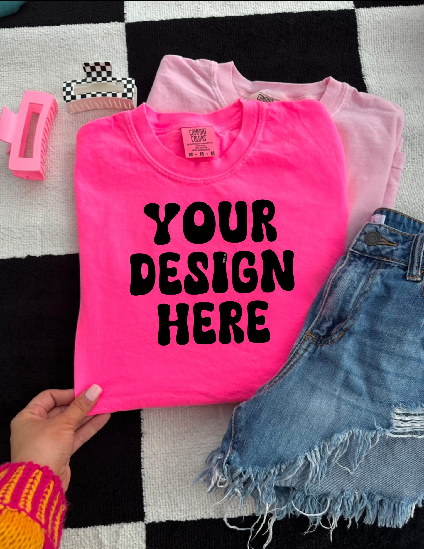 Comfort Colors Neon Pink Mock Up