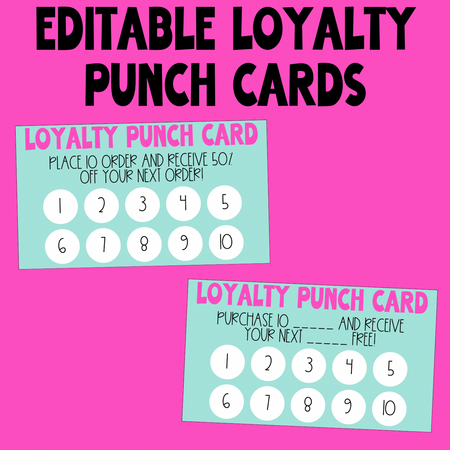 Pink/Mint Generic Punch Card Design