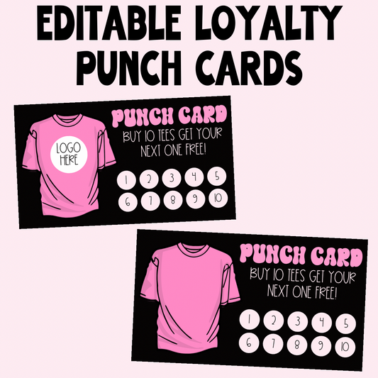 Black and pink punch card design