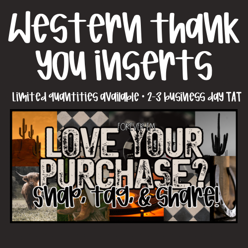 Western Thank You Card Inserts-Physical Product