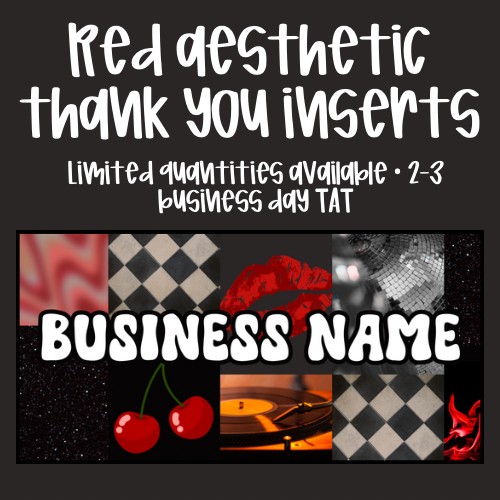 Red Aesthetic Thank You Card Inserts-Physical Product