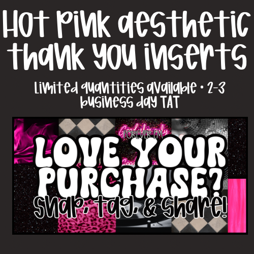 Hot Pink Aesthetic Thank You Card Inserts-Physical Product