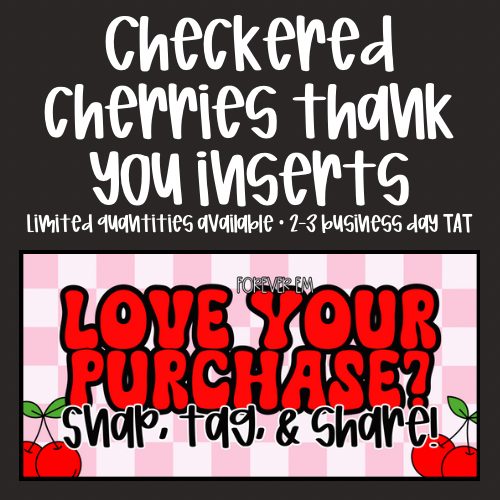 Checkered/Cherries Thank You Card Inserts-Physical Product