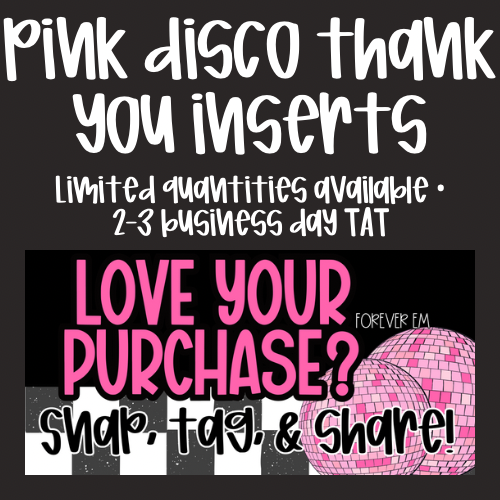 Pink/Disco Thank You Card Inserts-Physical Product