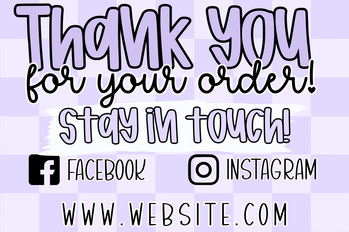 Purple checkered thank you card template