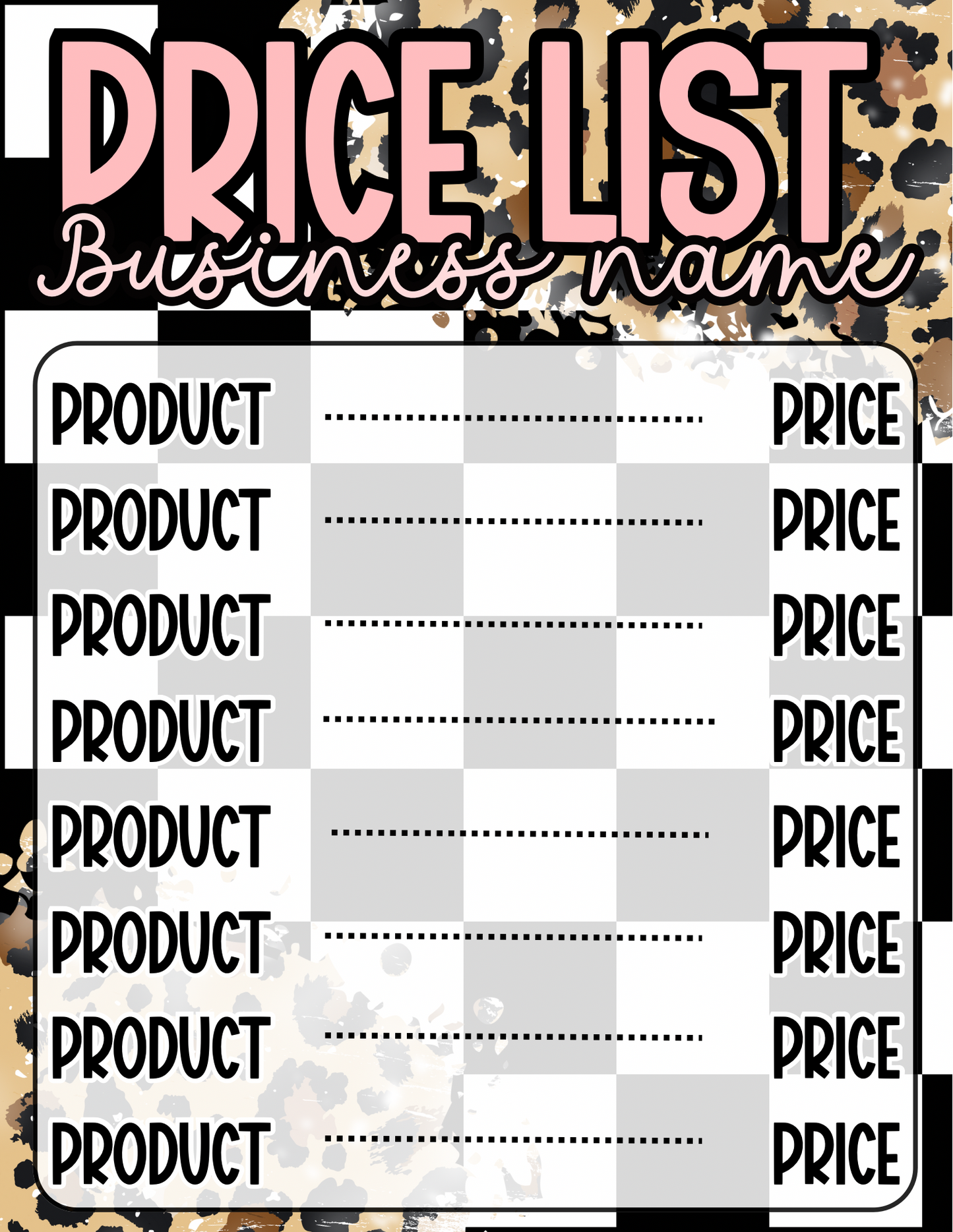 Edgy Price Sheet