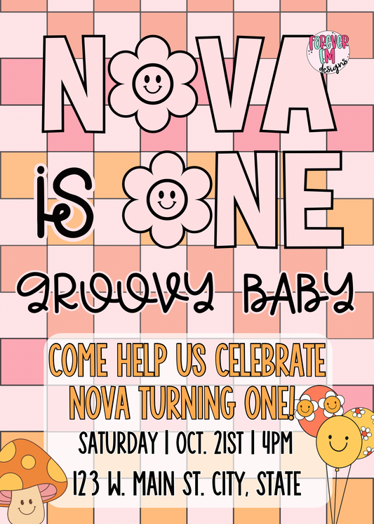 One Groovy Baby Invite Template