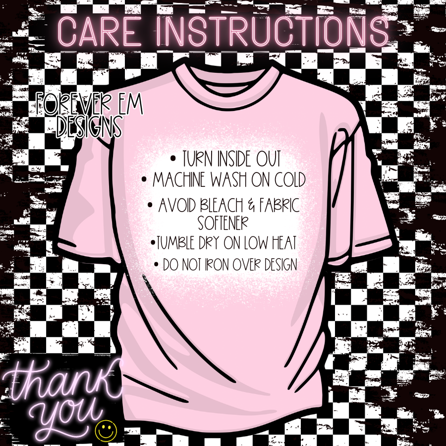 Edgy/Checkered Care Instruction Card Design