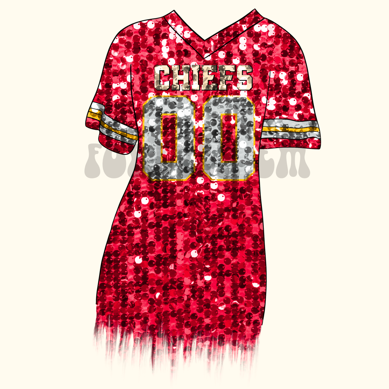 Red Football Faux Sequin Jersey - PNG