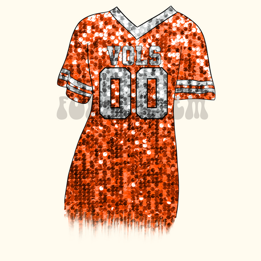 Orange faux sequin football jersey