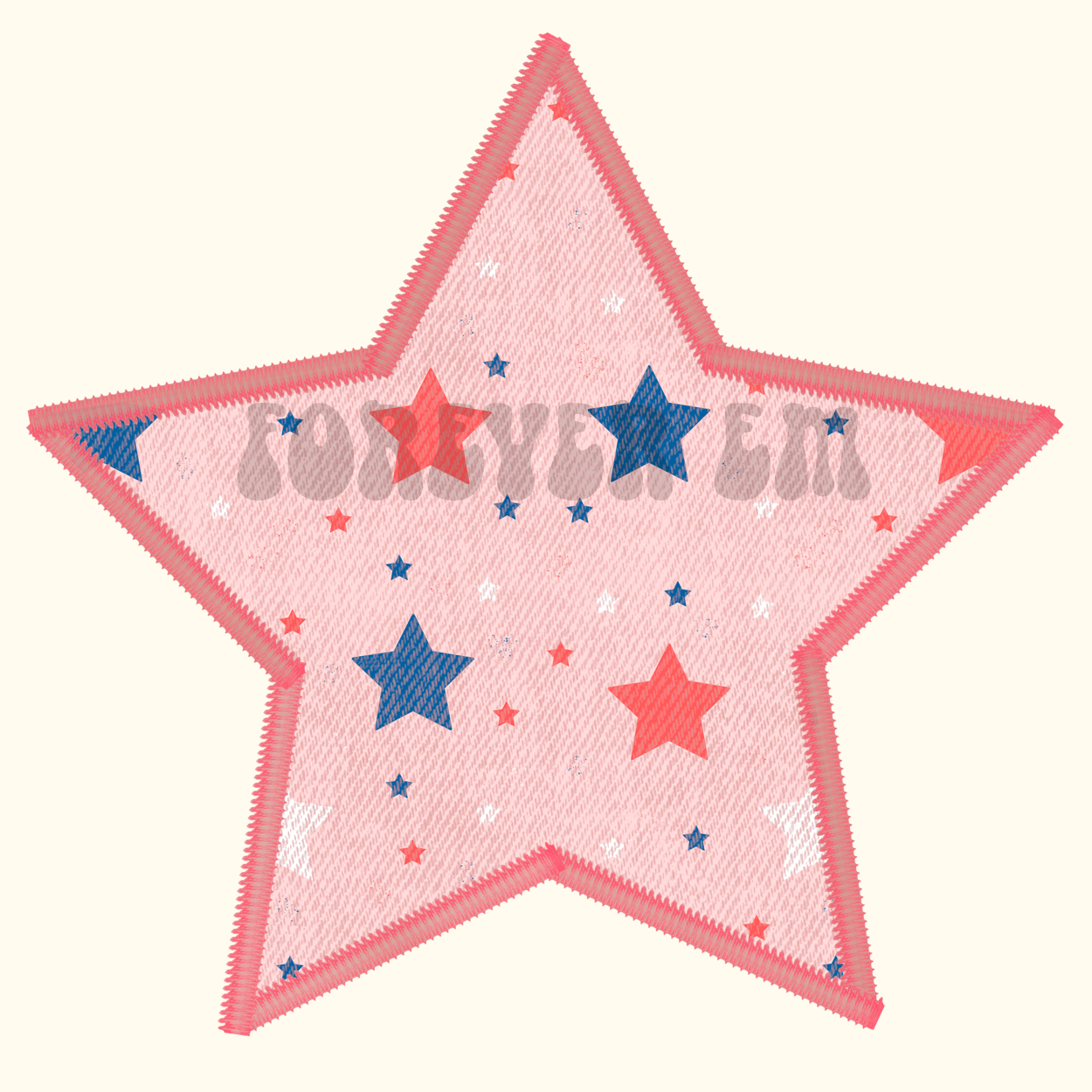 Pink faux embroiders star - PNG