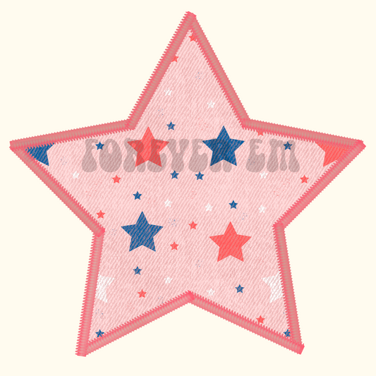 Pink faux embroiders star - PNG