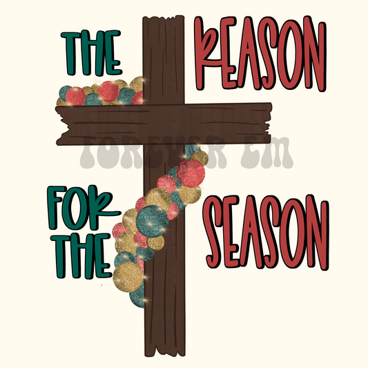 The Reason For the Season ornament cross - PNG