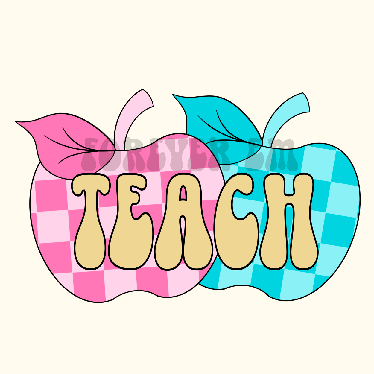 TEACH Checkered Apples - PNG