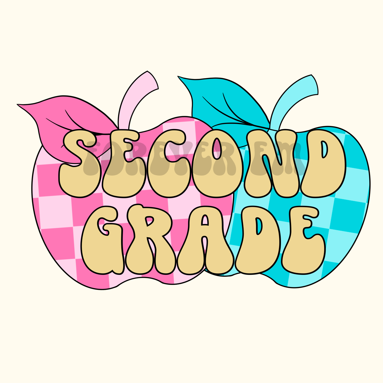 SECOND GRADE Checkered Apples. - PNG