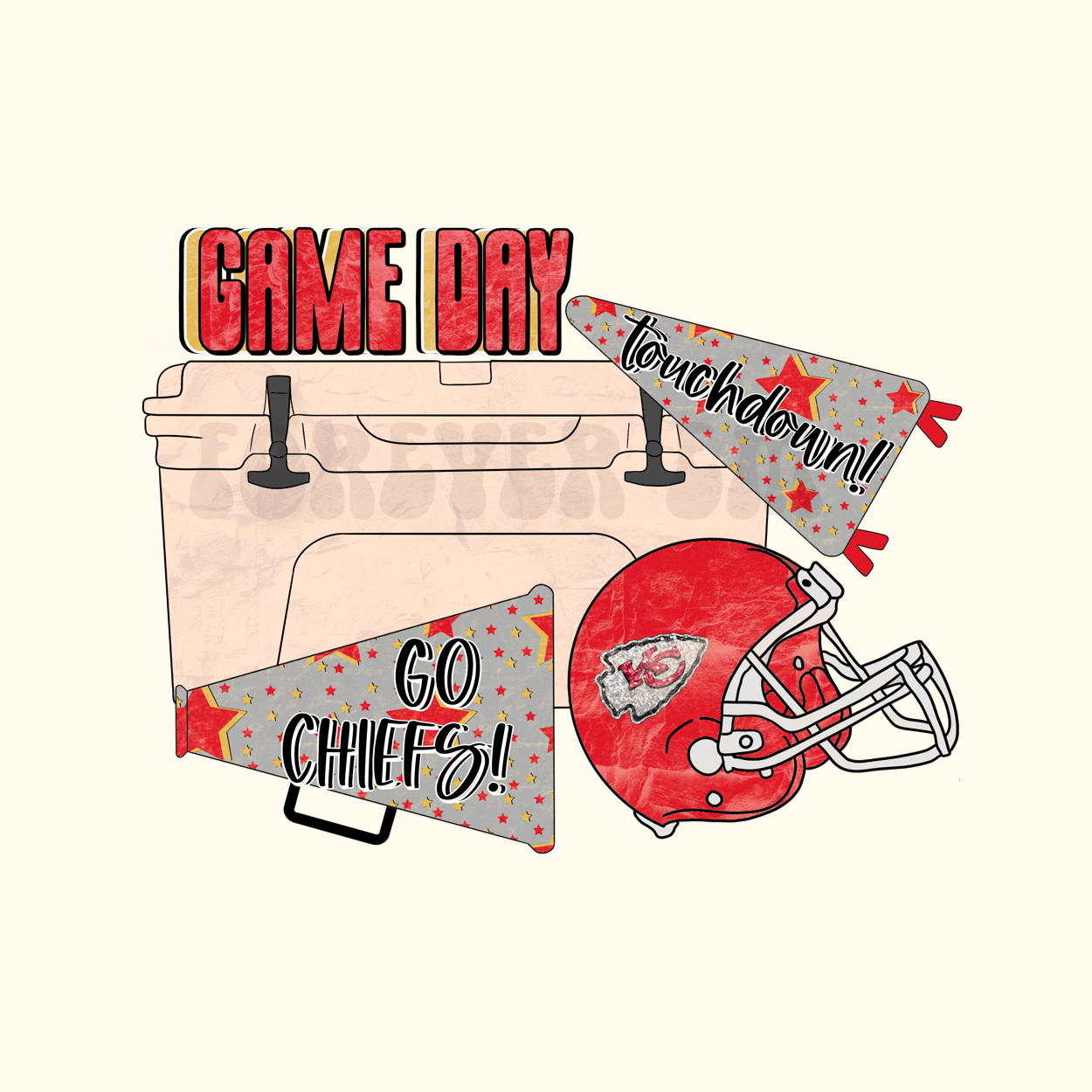 Red Kingdom  preppy Football cooler PNG