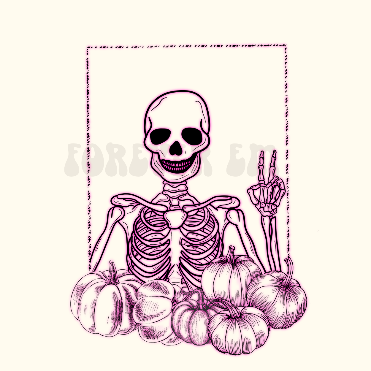 PINK Glow pumpkin skeleton PNG