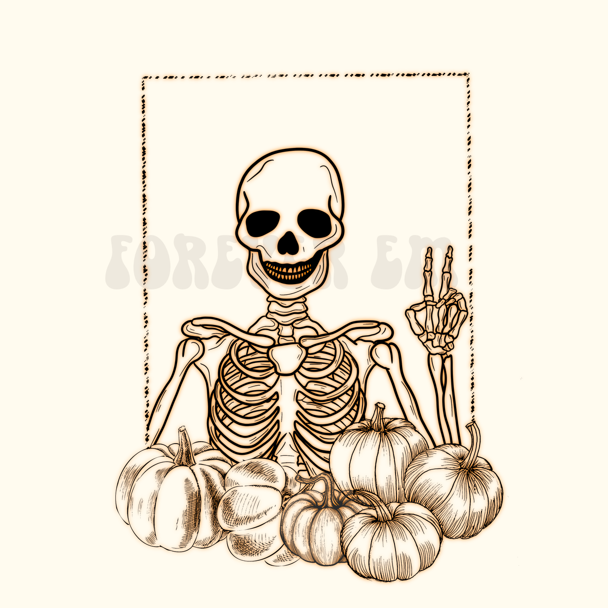 ORANGE glow pumpkin skeleton PNG