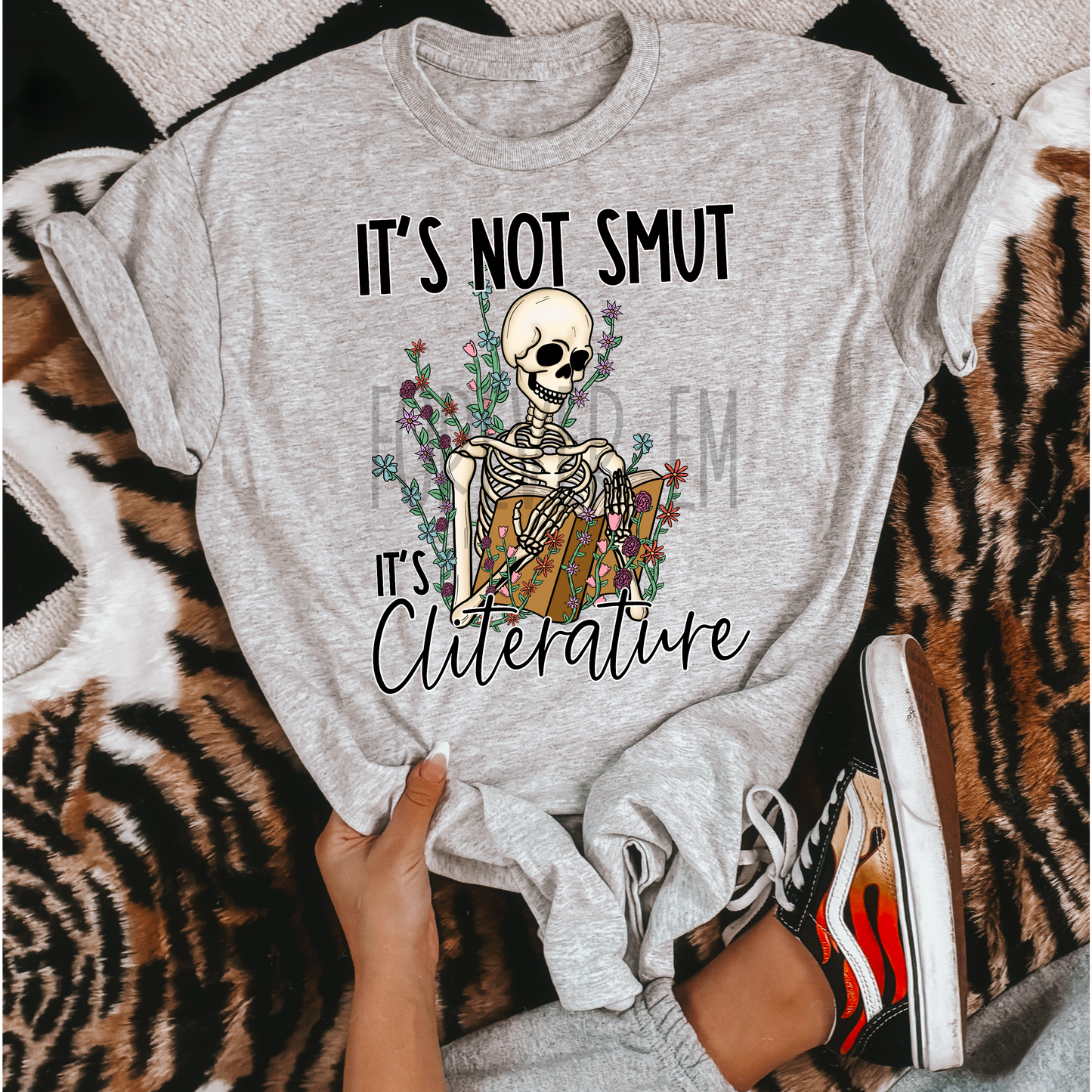 It’s not smut it’s cliterature Floral Book Skeleton PNG