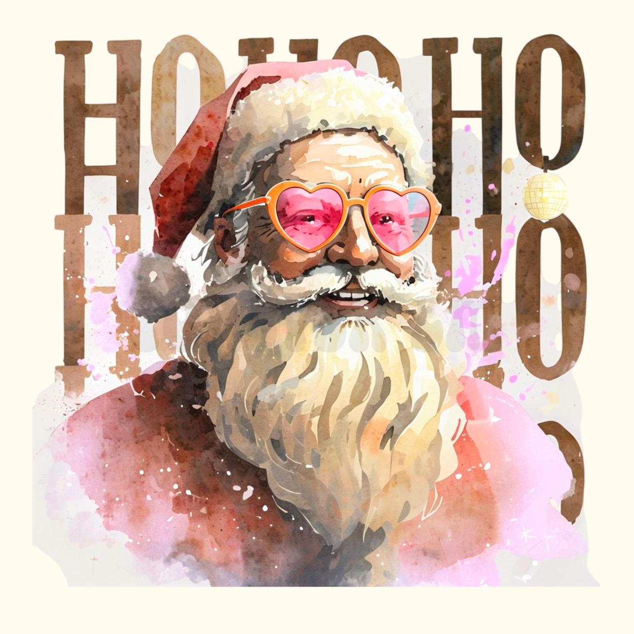 Pink watercolor Santa png