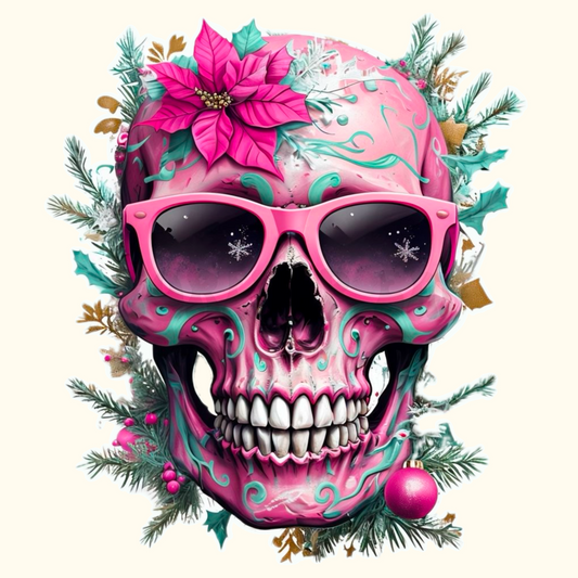 Pink Christmas skeleton png