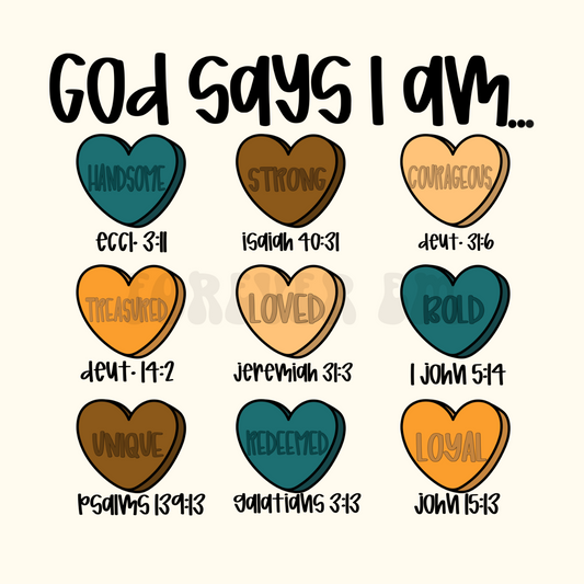 God says I am candy heart png