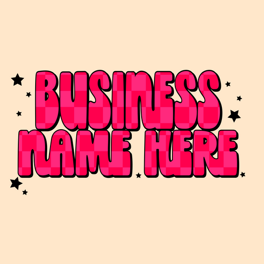 Pink checkered Business name CUSTOM PNG