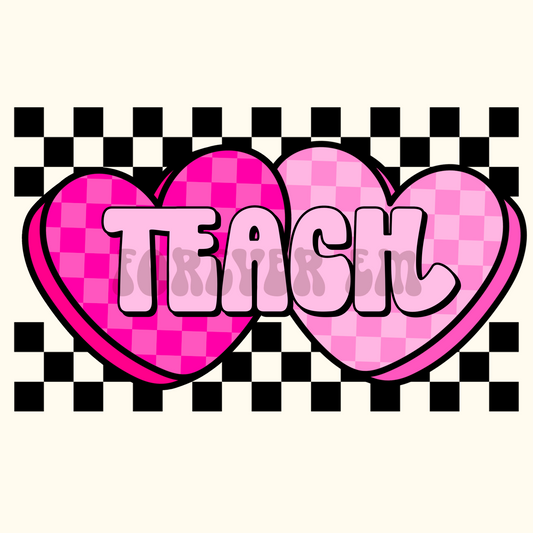 Teach checkered hearts png