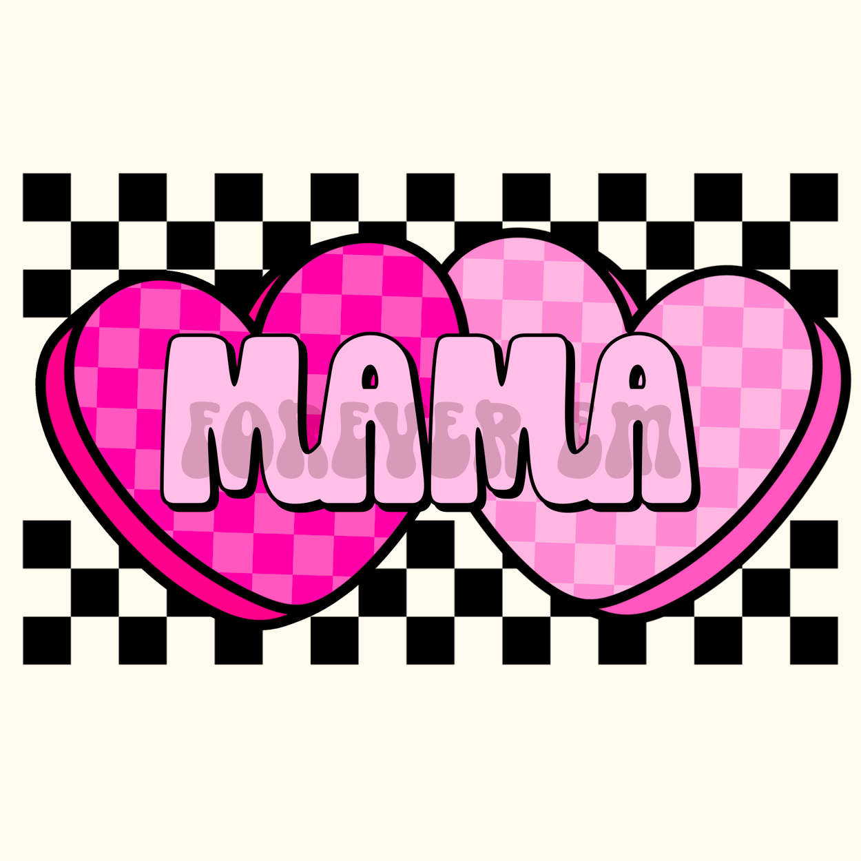 Mama checkered hearts png