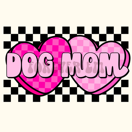 Dog mom checkered hearts png