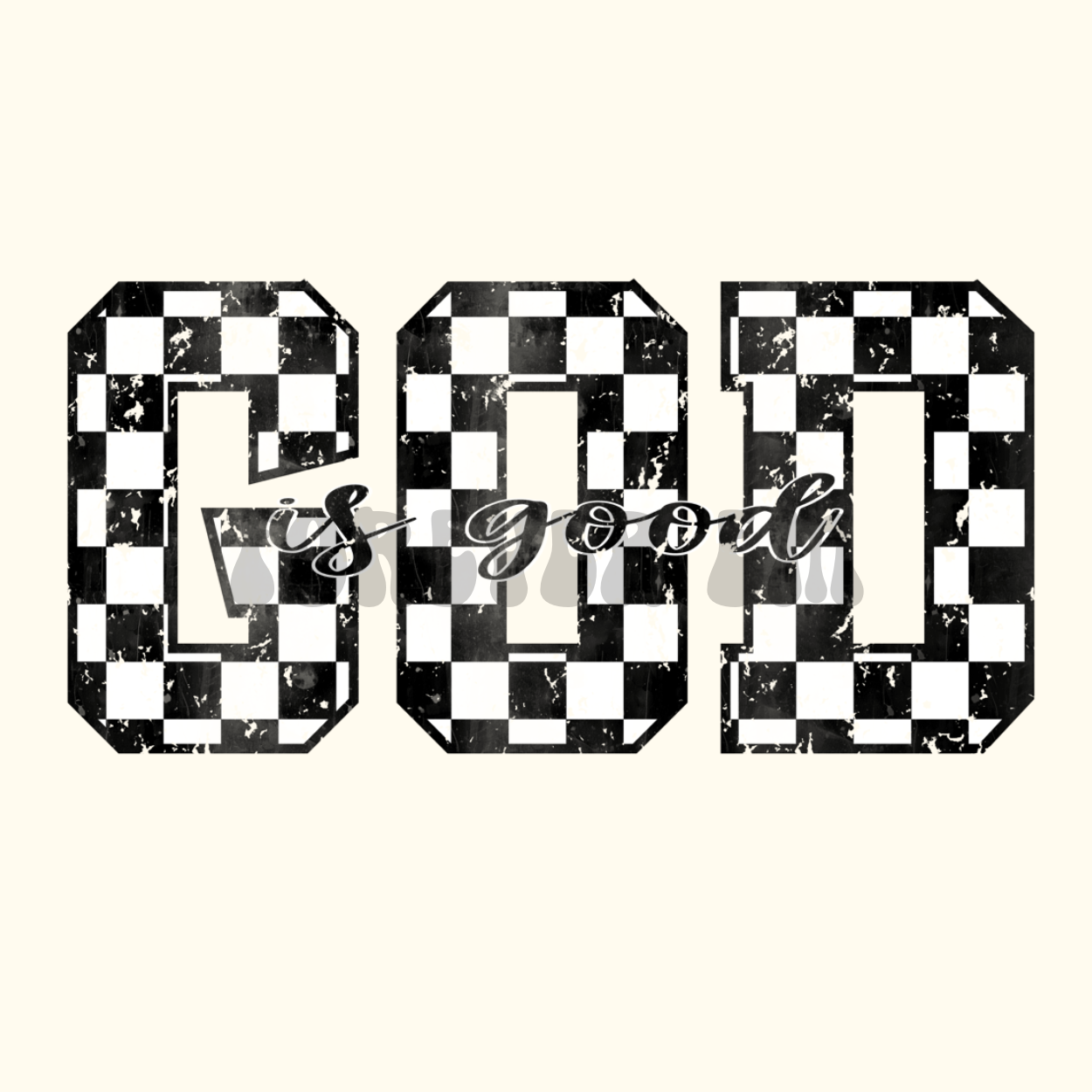 Checkered god is good png