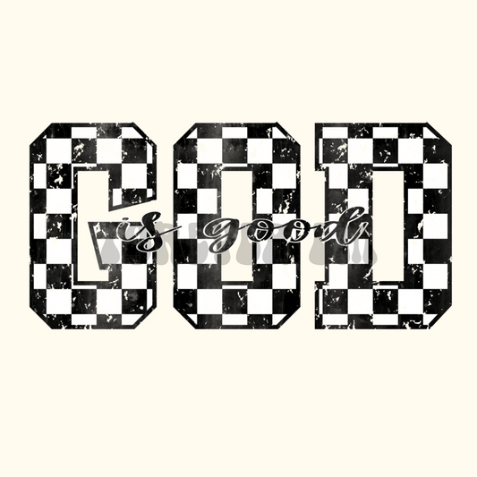 Checkered god is good png