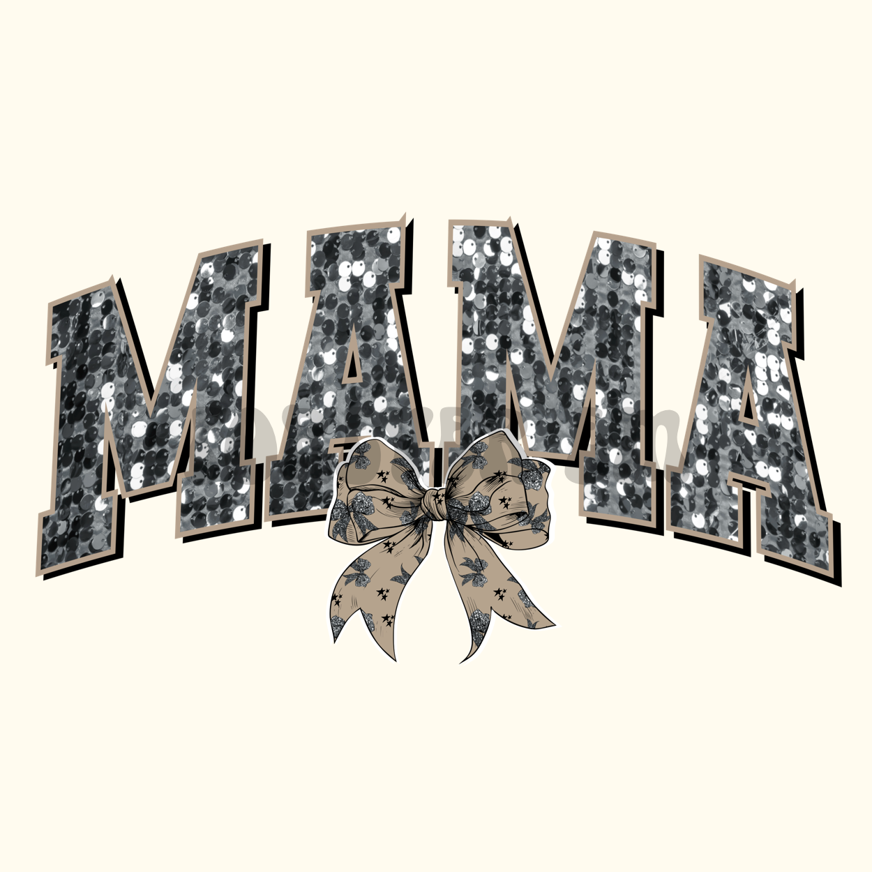 Mama varsity sequin bow png