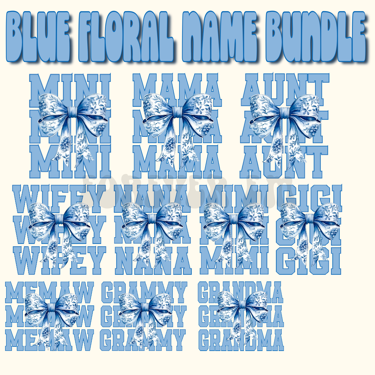 Blue Floral Toeli Name BUNDLE PNG