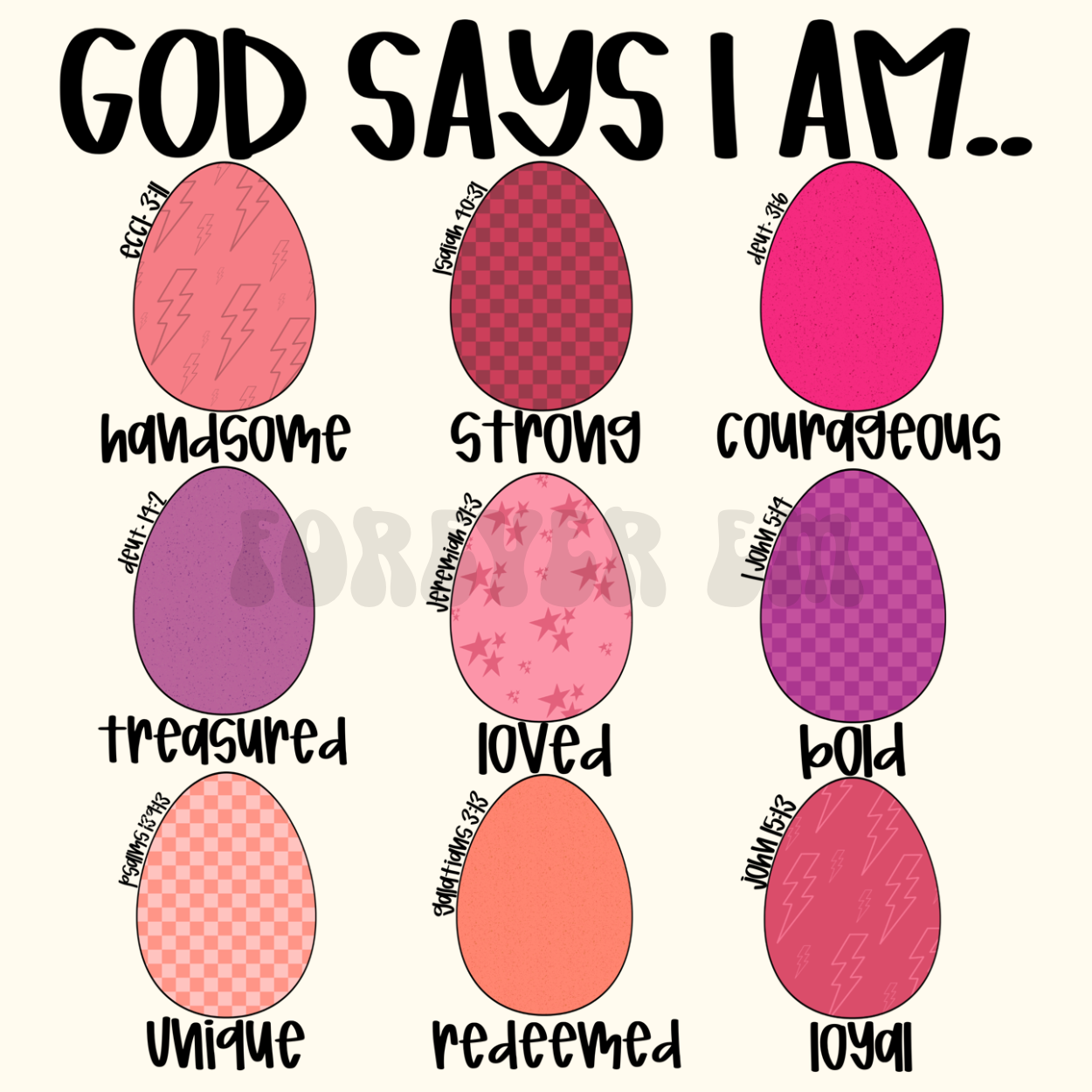 God says I am Pink Preppy Egg collage png