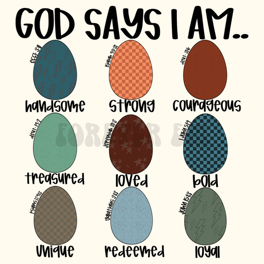 God says I am rustic egg collage png