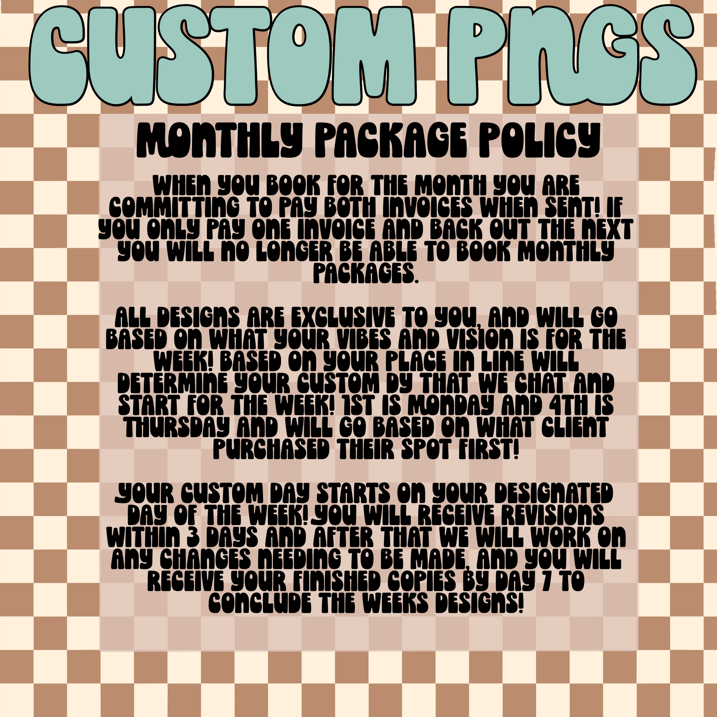 Custom PNG Monthly package 1